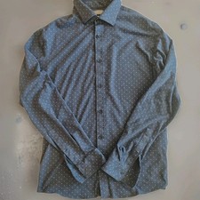 Michael Kors Slim Fit Fine Gauge Knit Blue  Button-Down Shirt, Size Medium A1