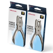 1 Hole Punch, 5 Sheet Capacity, Comes in 2 Pack, Silver 90073