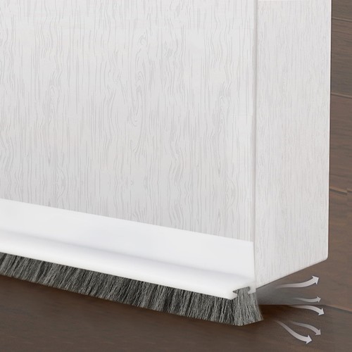 Bas de Porte 100 cm Blanc, Joint Brosse Autocollant Anti-Froid et Anti-Bruit,... - Zdjęcie 1 z 7