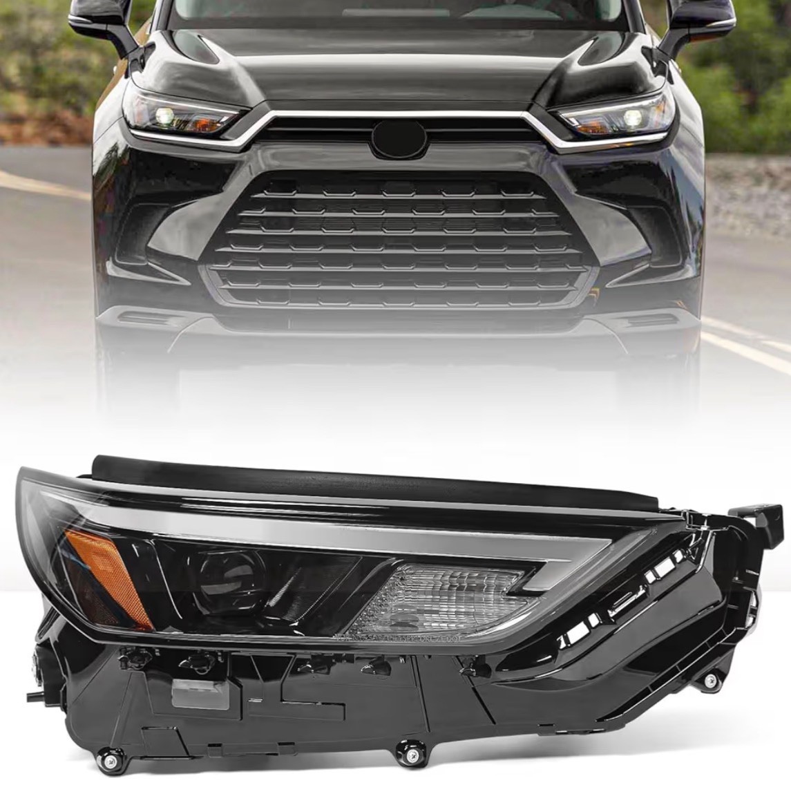 For 2024-25 Toyota Grand Highlander XLE Headlight w/o LED DRL Left Side Black