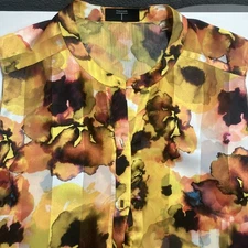 Tahari Orange Yellow Watercolor Sleeveless Layered Medium Size Top 