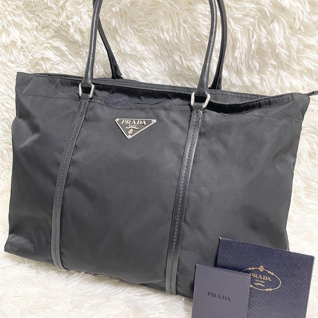 Item Prada Tote Bag Saffiano Leather Nylon Black Triangle Logo