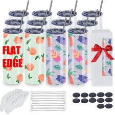 12 Pack 20oz Sublimation Tumblers Bulk With Flat Edge, 20OZ Flat Sublimation ...