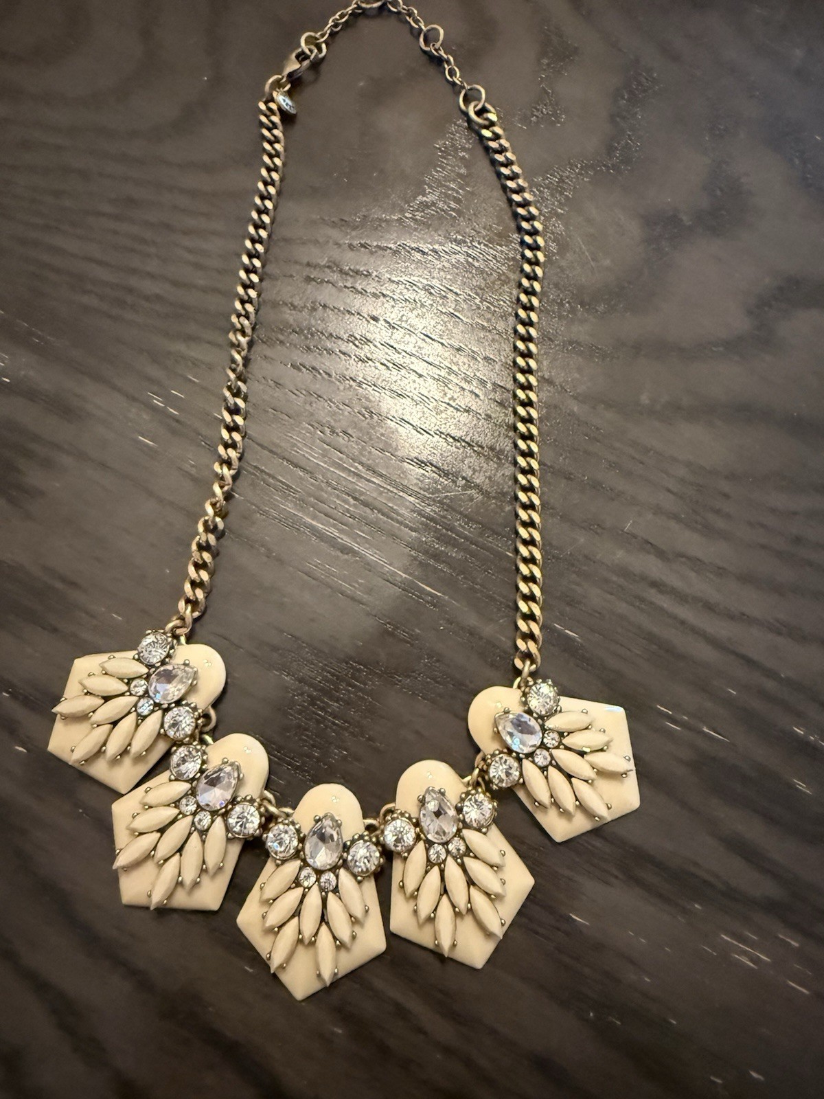 J.Crew Statement Necklace  Cluster Rhinestone Ena… - image 1