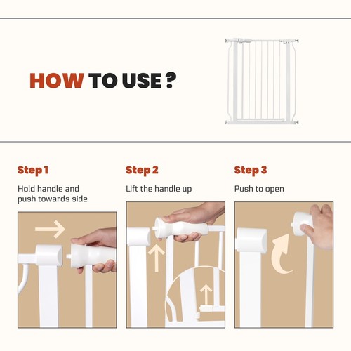 Adjustable Safety Gate Auto-Close Triple-Lock Pressure-Mounted Easy Install New - Picture 7 of 19