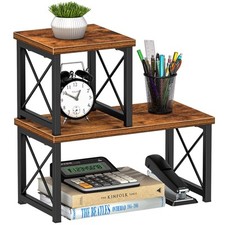 Desk Shelf, 15.7" Desktop Shelf Organizer, Freestanding Small Desktop Bookshe...