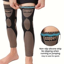 Long Copper Compression Knee Sleeves Breathable Sports Support Pads for Running