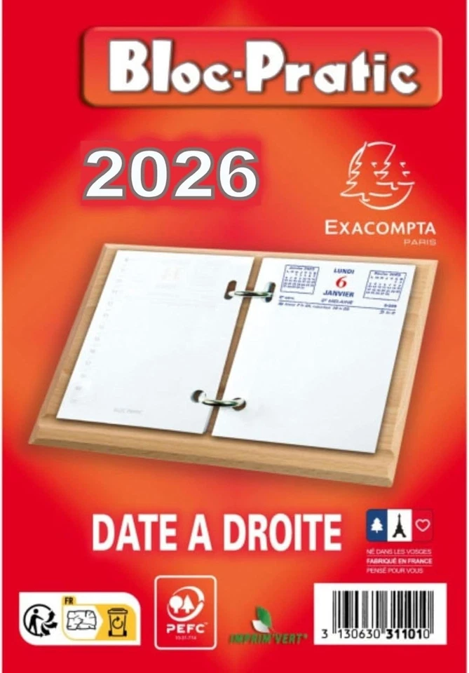 Exacompta Bloc-Pratic 2022 Date à Droite Calendrie (31101E)