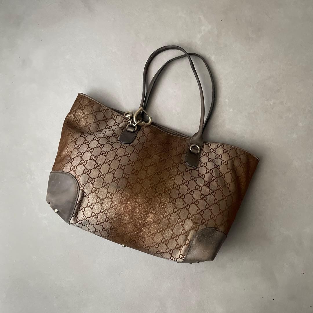 GUCCI Canvas Leather Tote Bag GG Brown C-260113-4 thumbnail 23