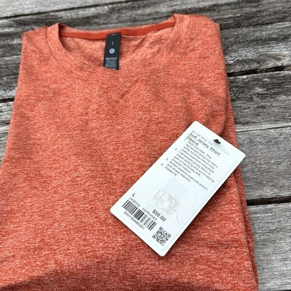 Lululemon 柔软球衣 T 恤男式橙色希瑟德大号全新带标签 — 第 3/4 张图片