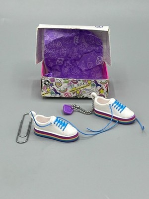 Shopkins Real Littles Shoes Platform Stripe It Up White Micro Hang Tag Chain