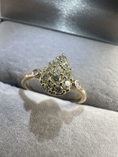 9K Yellow Gold Ring- Champagne Diamond- Engagement Ring- Size J
