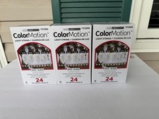     3 Gemmy Lightshow 24 Count 23 ft C9 Color Motion White LED Christmas Lights