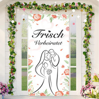 Frisch Verheiratet TüR Banner FüR Hochzeit Deko, Blumen BläTter Brautpaar Banner