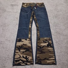 Jeans donna Patchwork Vita Bassa Vintage Cordon a Zampa 2000s Bicolore Cam 