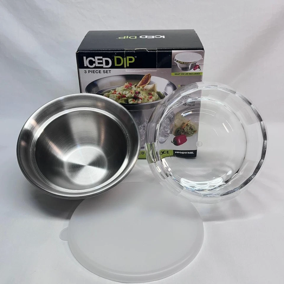 Новый в коробке три (3) изделия льда погружения сервировочный набор Snap On крышка Prodyne Тайвань 4 «Wx7» Lx6,5» H - Изображение 4 из 4