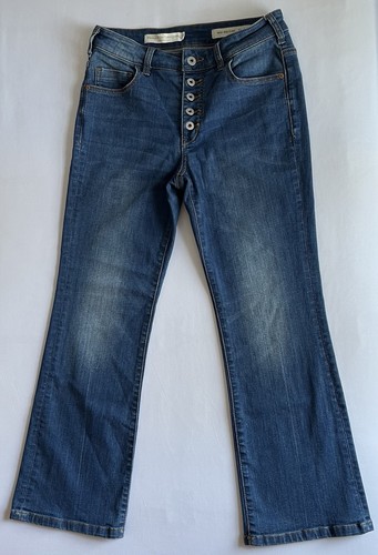 Pantalones de mezclilla Anthropologie Pilcro tiro alto acampanados elásticos botones mosca para mujer talla 28 - Imagen 1 de 11