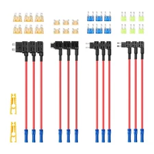 12V 24Pcs Mini ATC ATO ATM Blade Fuse Holder Add-a-Circuit Car Fuse Tap