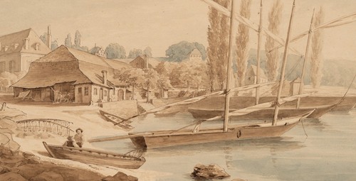 Fischereihafen von Buchy, 1857, Aquarell Romantik 1850-1899 Unbekannt (19.Jhd) - Picture 3 of 5