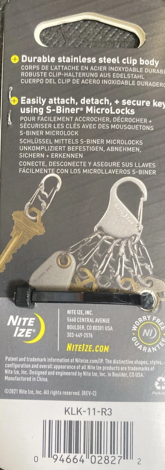 Porta llaves de acero inoxidable Nite Ize con seis mosquetones de bloqueo, KLK-11-R3 Foto 2 de 2