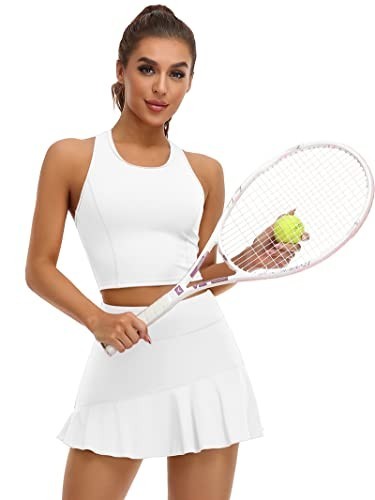 2 Piece Tennis Dresses for Women Athletic Workout Dress with Large #2 White
