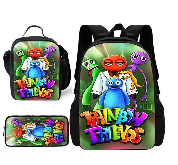 Rainbow Friends Backpack Set, School Bookbag
