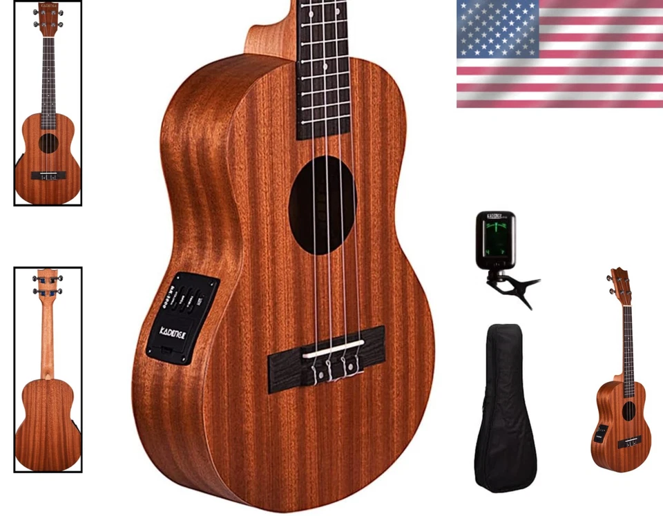 Ukelele de concierto premium para principiantes - caoba, palo de rosa, cuerdas de nailon, bolsa Foto 2 de 4