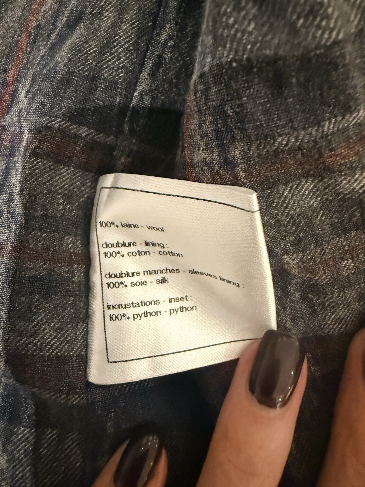 Chanel PYTHON TRIM HERRINGBONE JACKET Brown Green… - image 17