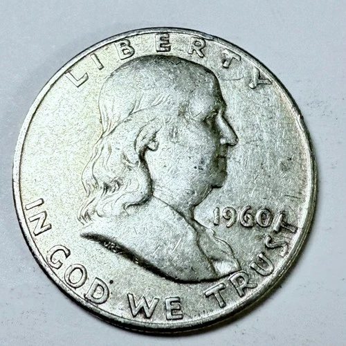 1960 D Franklin Half Dollar Fine 90% Silver Very Fine Condition #4497