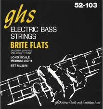 GHS Strings Brite Flats Bass Guitar (ML3075), Medium Light, 52-103 