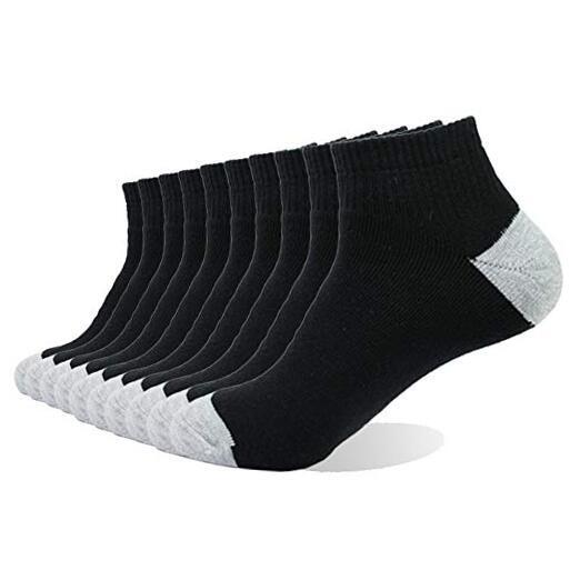 10P Pack Men's Cotton Moisture Wicking Cushion Low Cut Socks 10-13 Black