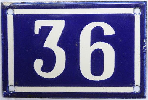 Old blue French house number 36 B BIS TER door gate wall plate steel enamel sign - Picture 16 of 18
