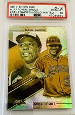 2019 Topps Fire Mike Trout / Hank Aaron Lasting Legacies Gold Minted PSA 10 pop3