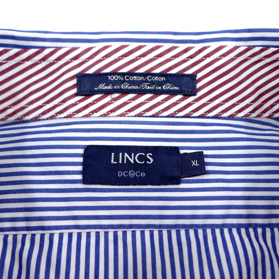 Lincs Blue Stripe Dress Shirt Mens XL Long Sleeve Button Up - Image 2 of 4