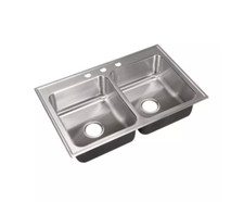 Just Manufacturing 33 x 22 in. Stainless Steel Double Bowl Kitchen Sink DL2233A3