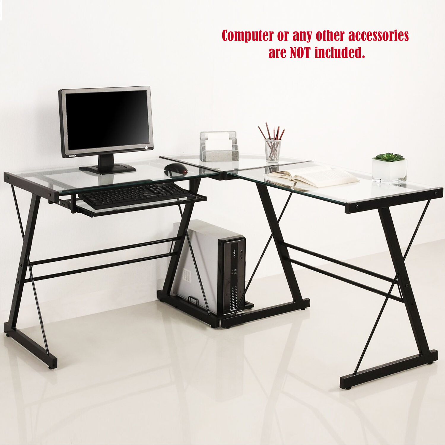 Big L Shaped Desk Gaming Corner Computer Home Office Workstation