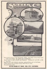 1904 Sutter County CA Print Ad – Cool Courthouse & Gardemeyer Mansion Pix!