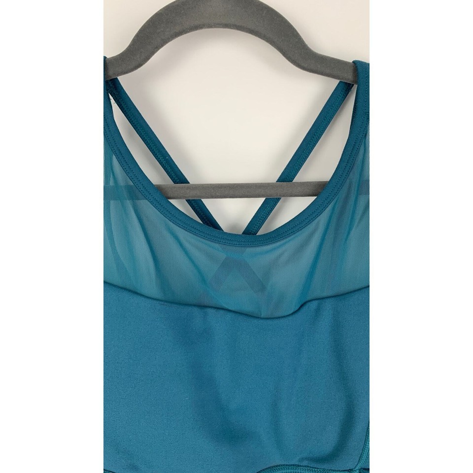 Seaav Athletics Mesh Sports Bra Top Womens Large Peacock Blue New