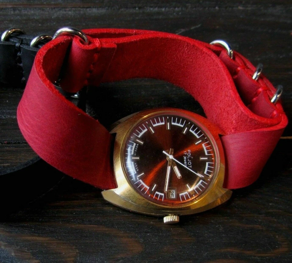 Reloj Pulsera Poljot Hombre Vintage Calendario Soviético Años 50 Regalo Para Hombre Foto 2 de 4