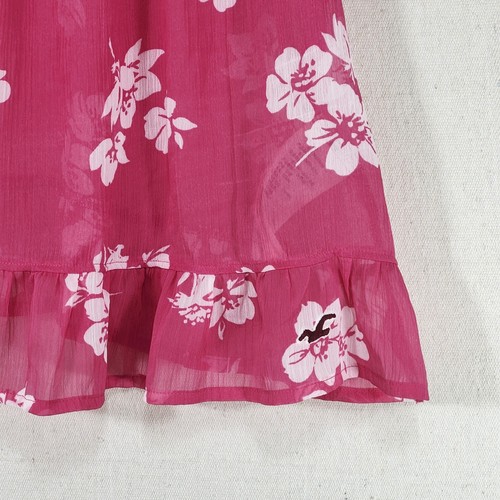 Hollister Juniors Pink Sheer Peasant Cap Sleeve Ruffle LG Blouse Bow Accent Top - Picture 6 of 19