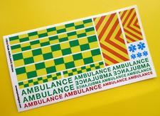 SLOT CAR 1/32nd scale UK 'AMBULANCE' EMERGENCY stickers decals fits SCALEXTRIC