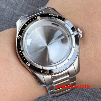 Domed Sapphire 40mm Steel Watch Case Bracelet 20bar Fit NH35 PT5000 120 Clicks