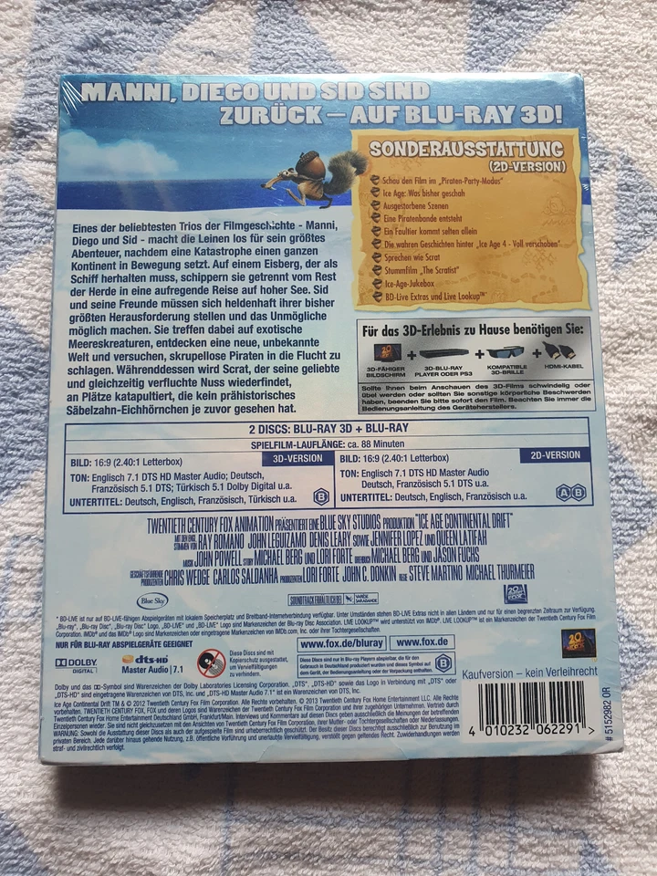 Ice Age 4 - Voll verschoben  [3D Blu-ray + Blu-Ray] im Pappschuber NEU OVP - Bild 2 von 2