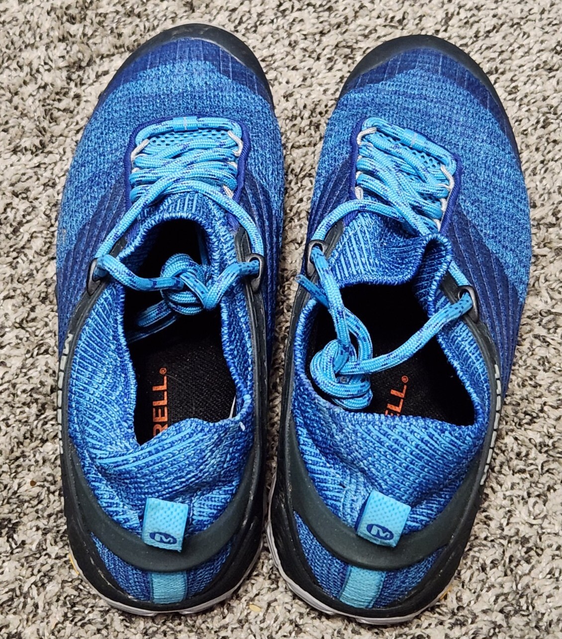 Scarpe da trekking Merrell Cham 7 lavorate a maglia blu USA taglia 7 suole Vibram