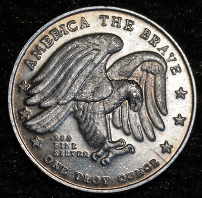 RARITIES FREEDOM America the BRAVE Eagle TONED 1oz 999 FINE Silver