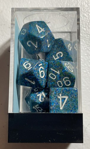 Chessex Polyhedral 7-Die Set Sea Speckled *NIP* CHX 25316 DnD - Picture 3 of 5