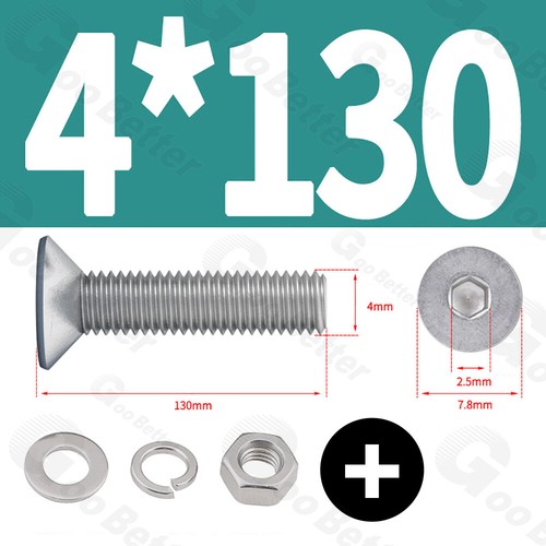 M4 M5 M6 Bolts and Nut Washer Socket Countersunk Hex Screws Set A2 Stainless - Picture 38 of 94