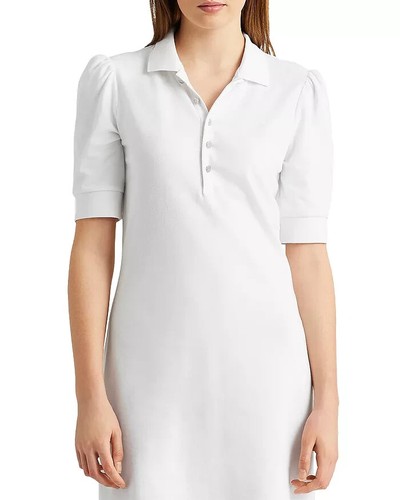 Lauren Ralph Lauren Collared Shift Dress Womens Size S White Puff Elbow Sleeves - Picture 4 of 17