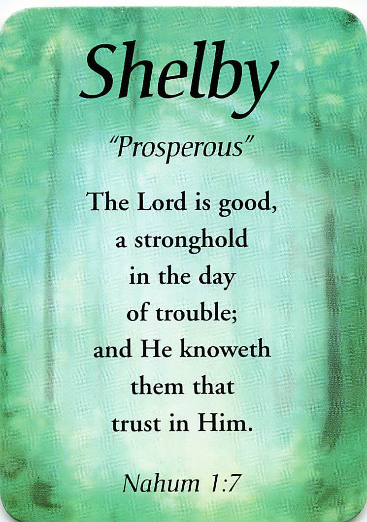 Shelby &ldquo;Prosperous&rdquo; Keepsake Name Meaning Card with Verse | eBay