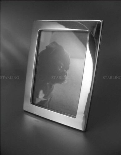 Small Plain Smooth And Elegant - Photo Frame 925 Sterling Mahogany Back (T2) - Picture 1 of 5